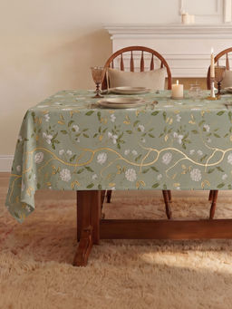 Urban Space - Zari Baagh Sage Green Cotton Foil Curtains (Pack of 2)