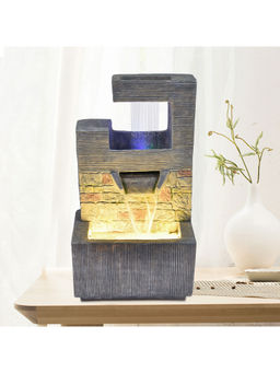 HomeTown - Impression Polyresin Waterfall Fountain 33X60Cm In Grey Colour