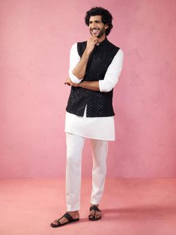 Vastramay - Embroidered Nehru Jacket Kurta with Pyjama for Men