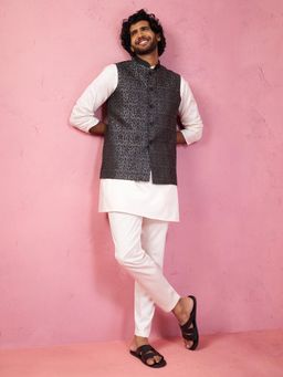 Vastramay - Jacquard Nehru Jacket Kurta with Pyjama for Men
