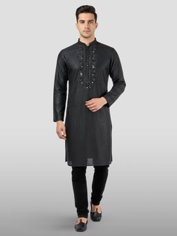 Vastramay - Silk Blend Embroidered Kurta with Pyjama for Men
