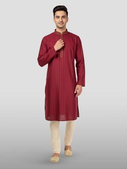 Vastramay - Cotton Embroidered Kurta with Pyjama for Men