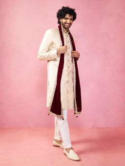 Vastramay - Silk Blend Sherwani with Pyjama and Dupatta