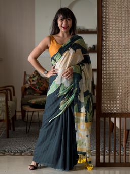 Suta - Multicolored Floral Pure Cotton Saree without Blouse