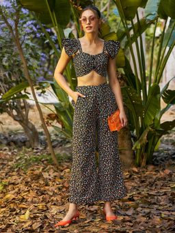 KASSUALLY - Frill Sleeve Straight Pant Co-Ord (Set of 2)