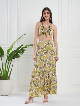 KASSUALLY - Front Knotting Top with Long Skirt (Set of 2)