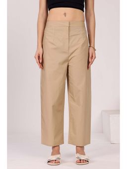 MIDORI BY SGV - Cream Women Cotton Poplin Straight Pants With Side Pockets