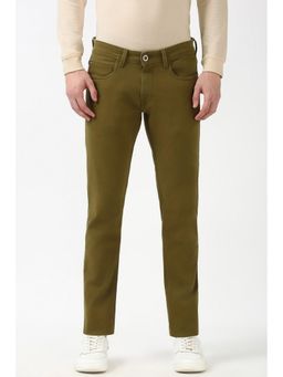 Peter England - Men Olive Dark Wash Low Skinny Fit Jeans