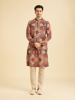 Manyavar - Multi-Colour Nehru Jacket with Kurta and Pyjama Set for Men