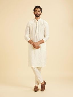 Manyavar - White Kurta with Pyjama Set for Men