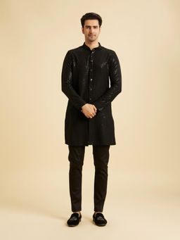 Manyavar - Black Kurta with Pant Set for Men