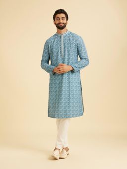 Manyavar - Blue Kurta with Pyjama Set for Men