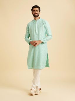 Manyavar - Aqua Kurta with Pyjama Set for Men