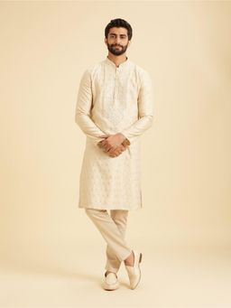 Manyavar - Beige Kurta with Pyjama Set for Men