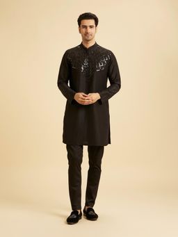 Manyavar - Black Kurta with Pant Set for Men