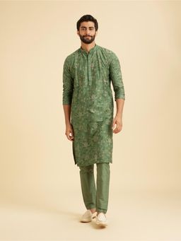 Manyavar - Olive Kurta with Pyjama Set for Men