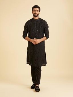 Manyavar - Black Kurta with Pyjama Set for Men