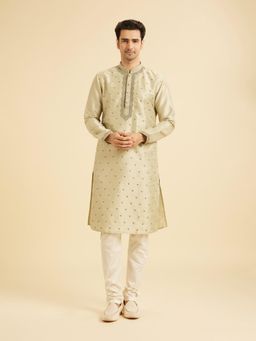 Manyavar - Beige Kurta with Churidar Set for Men
