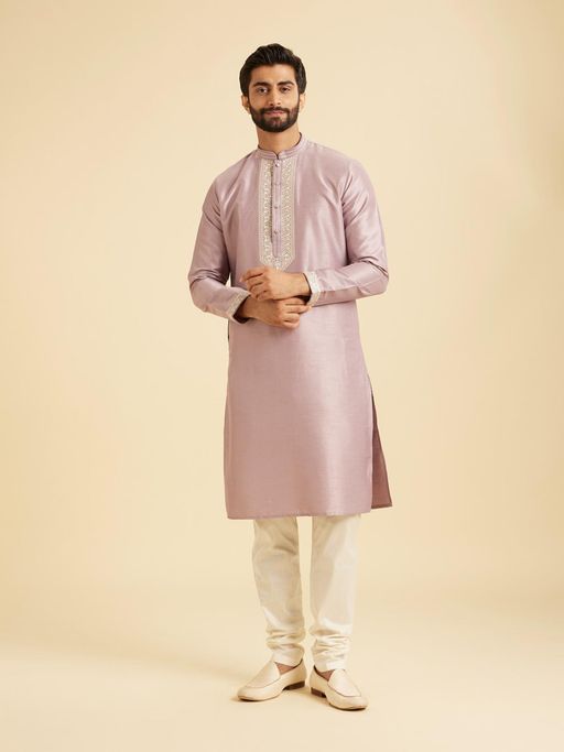 Manyavar Purple Kurta with Churidar Set for Men