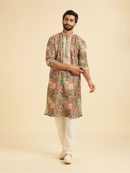 Manyavar - Multi-Colour Kurta with Churidar Set for Men