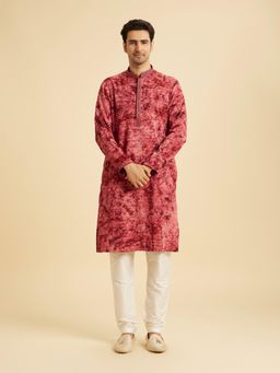 Manyavar - Maroon Kurta with Churidar Set for Men