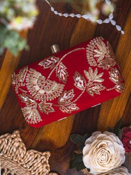 NR by Nidhi Rathi - Women Red and Gold Embellished Clutch