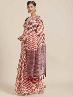 Silk Land - Linux Soft Silk Saree with Unstiched Blouse Piece Red & Multi-Color with Unstitched