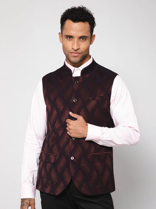 Cantabil Men Wine Waist Coat