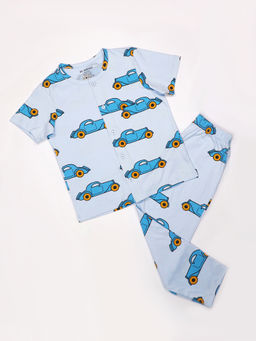 Be Awara - Ambassador Kids Nightwear Half Sleeves Shirt & Pajama Blue (Set of 2)