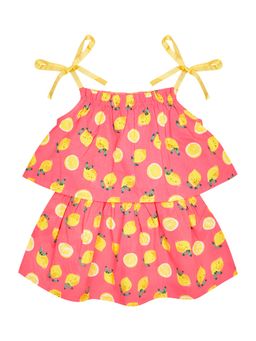 Budding Bees - Girls Printed Cotton Dress Pink