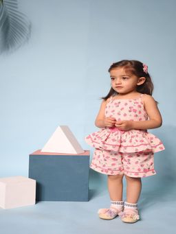 Budding Bees - Strawberry Bliss Girls Top and Short Peach (Set of 2)