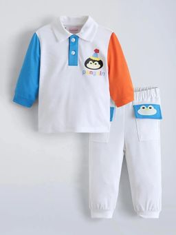 Hopscotch - Multi-Color Printed Collar Neck T-Shirt with Pant