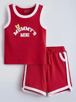 Hopscotch - Red Stripes Round Neck T-Shirt and Short