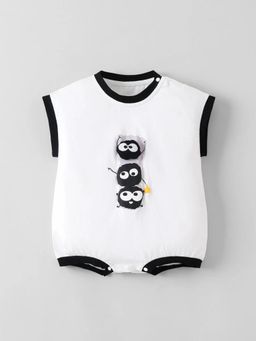 Hopscotch - White Solid/Plain Round Neck Romper