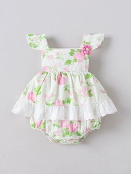 Hopscotch - Multi-Color Floral Square Neck Dress