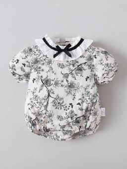 Hopscotch - White Floral Round Neck Romper