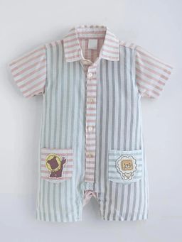 Hopscotch - Multi-Color Stripes Collar Neck Romper