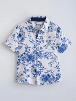 Hopscotch - White Floral Collar Neck Shirt