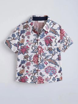 Hopscotch - Multi-Color Floral Collar Neck Shirt