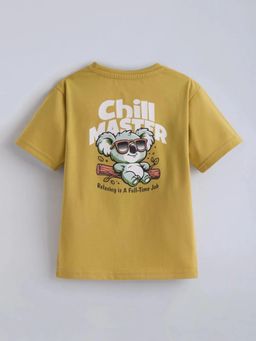 Hopscotch - Yellow Printed Round Neck T-Shirt