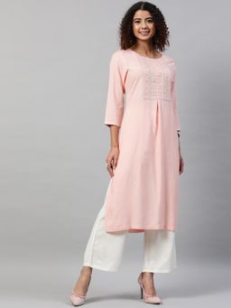 STREET 9 - Embroidered Pink Kurta With Pant