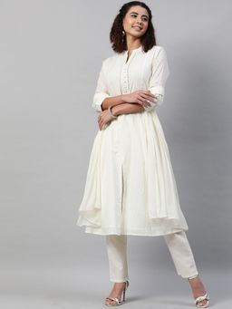 STREET 9 - Dobby Off White Kurta With Dupatta & Pant