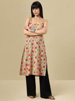 SALWAR STUDIO - Printed Shoulder Strap Cotton Kurta