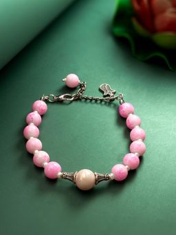Aadita - Oxidized Beaded Wraparound Bracelet Pink