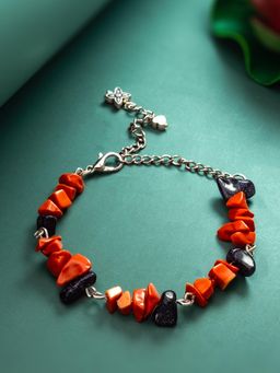 Aadita - Artificial Stones and Pearl Wraparound Bracelet Multi-Color