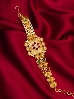 Aadita - Gold Toned Plated Studded Stones Wraparound Bracelet Bridal Gold