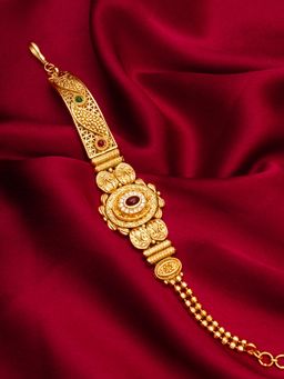 Aadita - Gold Toned Plated Studded Stones Wraparound Bracelet Bridal Gold
