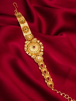 Aadita - Gold Toned Plated Studded Stones Wraparound Bracelet Bridal Gold