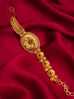 Aadita - Gold Toned Plated Studded Stones Wraparound Bracelet Bridal Gold