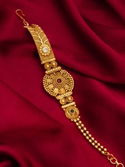 Aadita - Gold Toned Plated Studded Stones Wraparound Bracelet Bridal Gold